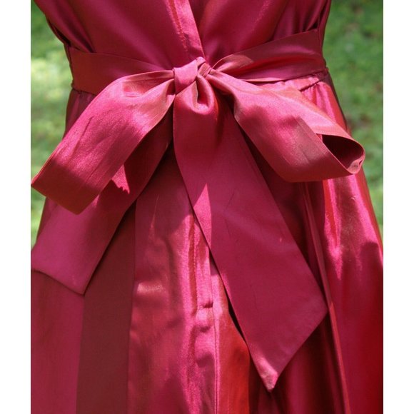 VTG Jessica McClintock Girls Red Dress Sz 7 Bow Rose Holiday Party Formal Xmas - Picture 5 of 10
